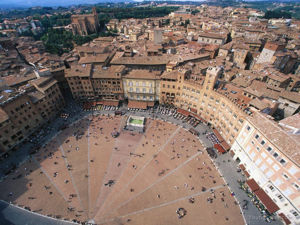 Aerial View of Piazza del Campo, Siena, Italy